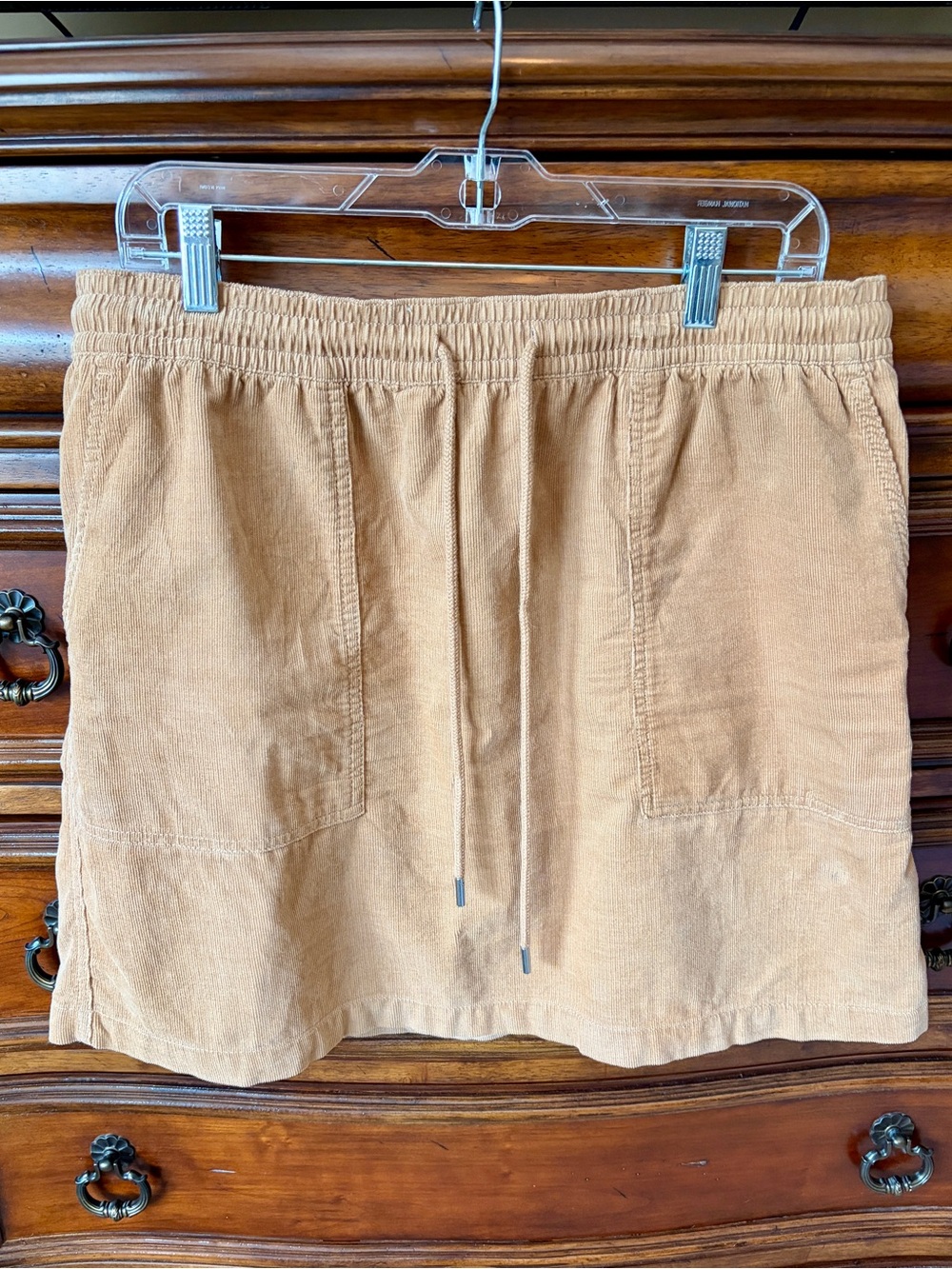 LOFT Corduroy Drawstring Mini Skirt - Camel/Tan